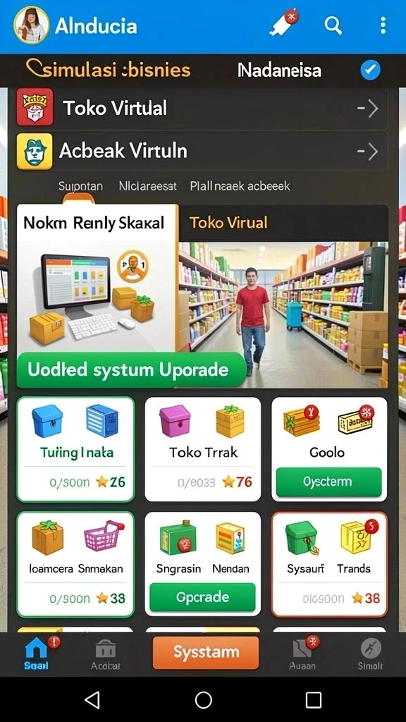 kkrp - Tangkapan layar menampilkan menu karakter dan item yang tersedia.
